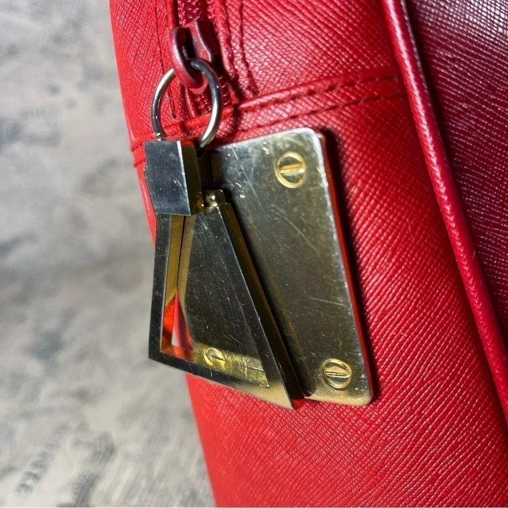Valerie Stevens Red Leather Satchel Bag Top Handle Shoulder Purse Classic Bags
